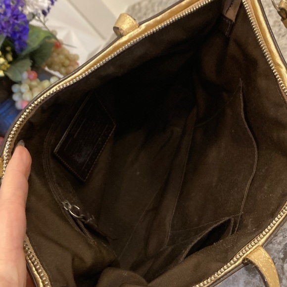 Coach Tan, Brown & Gold Sparkle Shoulder Bag - Picture 11 of 12